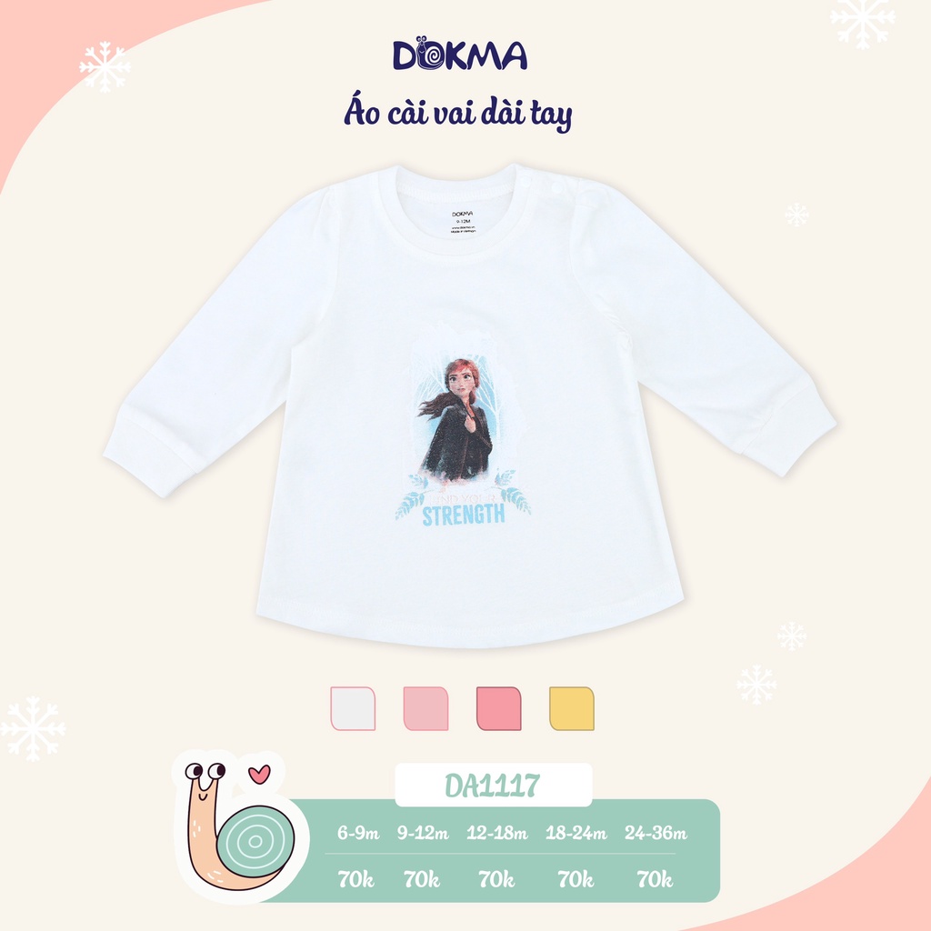 DA1717 - DA1117 Áo dài tay cài vai bé gái Dokma nhún bèo cotton mỏng