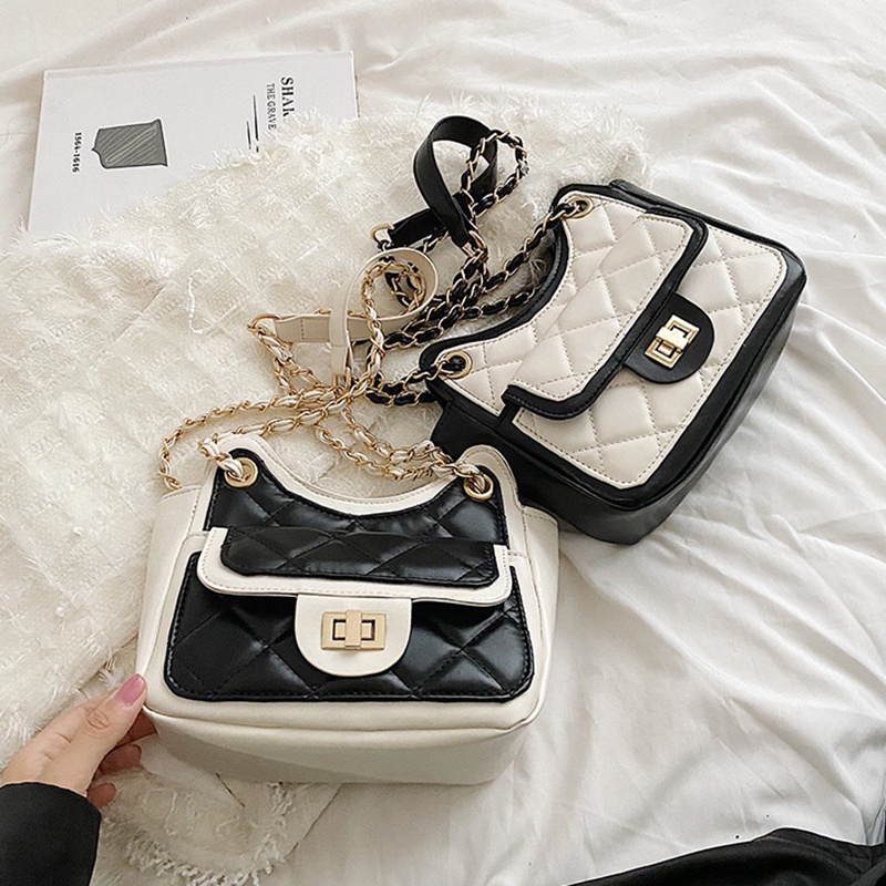 Túi đeo chéo IELGY dây xích bề mặt hình thoi thời trang dành cho nữ