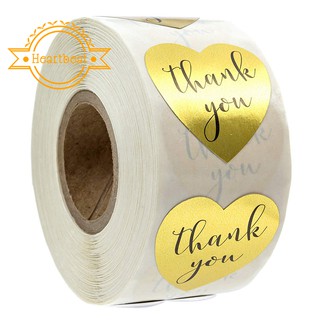 Gold Heart Shape Thank You Foil Sticker Labels-500 Stickers