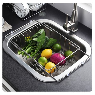 Khay inox 304 dạng lưới úp chén dĩa để ráo nước đặt trên bồn rửa tiết kiệm không gian kích thước 29cm tiện dụng