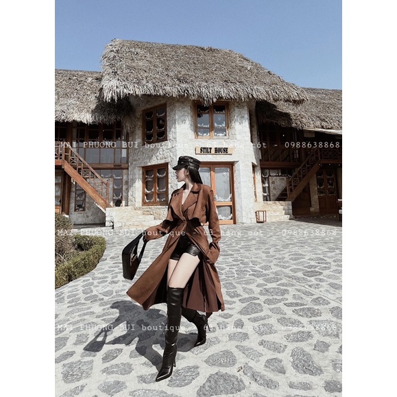 Áo măng tô da lộn mai phương bùi | BigBuy360 - bigbuy360.vn