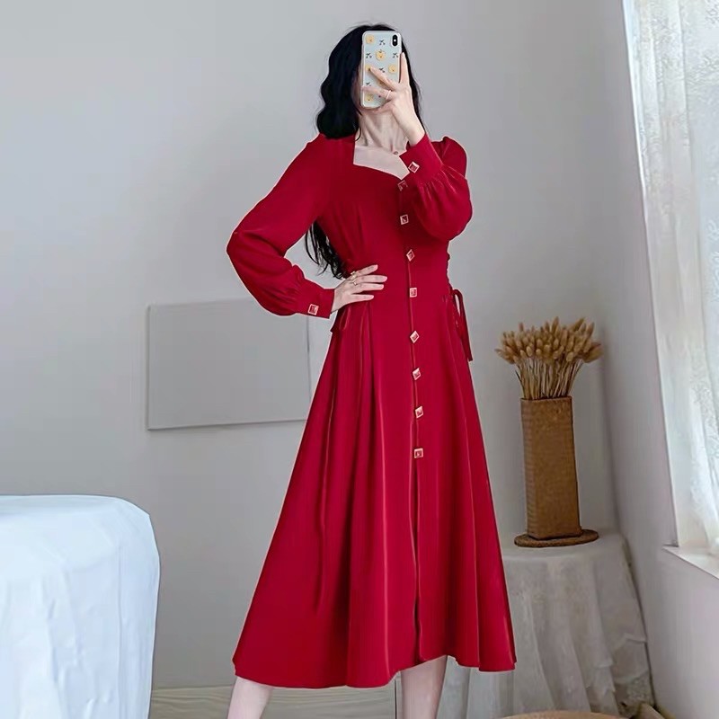 Đầm maxi tay dài cổ cách điệu cao cấp phù hợp đi chơi, đi tiệc cưới, đi dao phố cà phê - Thời trang VADA - V20 | BigBuy360 - bigbuy360.vn