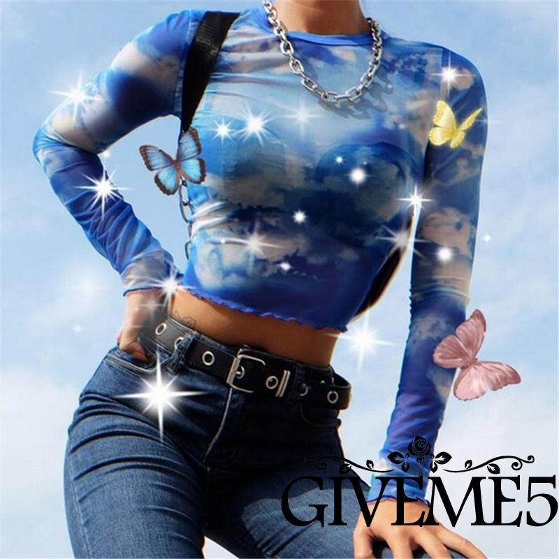 [Mã FASHIONT4WA2 giảm 10K đơn 50K] Áo crop top xuyên thấu phong cách quyến rũ dành cho nữ | BigBuy360 - bigbuy360.vn