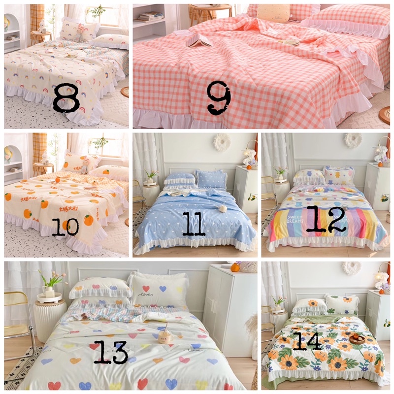 Cotton 100% Viền Bèo Chăn Chần Bông