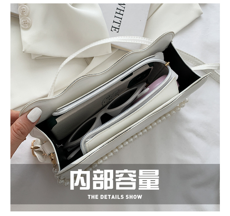 Túi da PU JASMIN NOIR kiểu vuông nhỏ phối ngọc trai thời trang chất lượng cao cho nữ