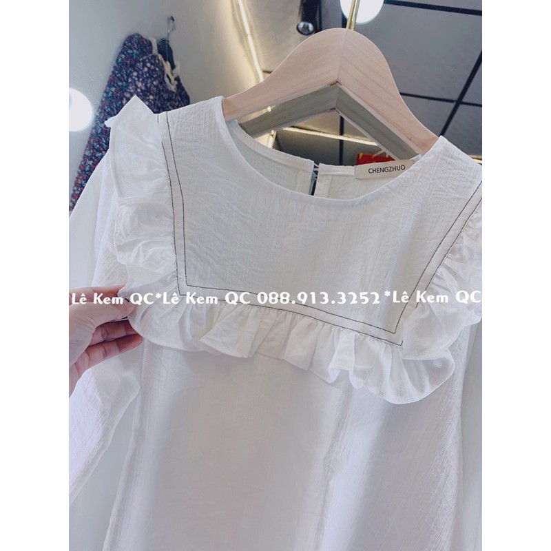 ⭐️ Ảnh Thật ⭐️ Áo Tay Dài Cổ Bèo Ulzzang Chất Đũi Hàng Quảng Châu Loại 1