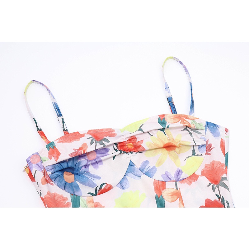 Đầm Hai Dây Hở Lưng In Hoa Phong Cách Pháp Ngọt Ngào Dành Cho Nữ