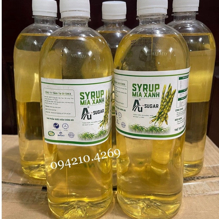 Đường Lỏng Mía Xanh Syrup Au+ chai 1L- TIỆN DỤNG, THƠM, HỢP TRÀ