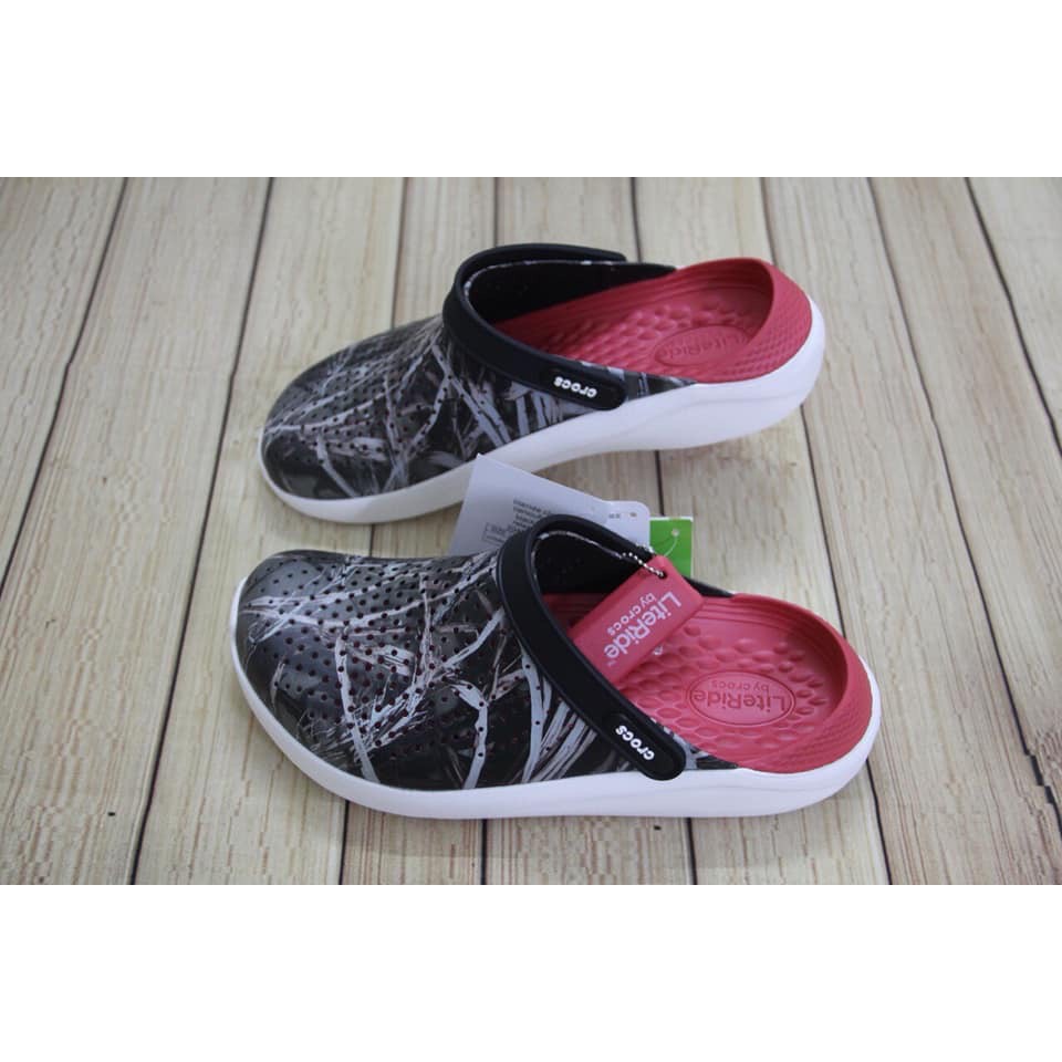 dép cross quai ngang họa tiết ràn ri lót hồng SHINCR8001 tặng thêm 12 sticker cross