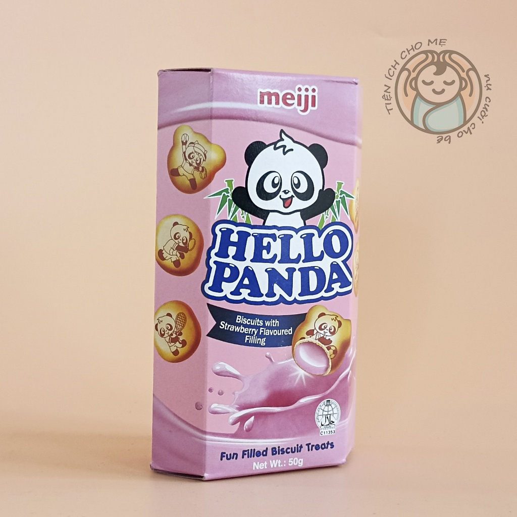 Bánh gấu nhân kem Hello Panda Meiji, bánh quy nhân kem Nhật Bản hộp 50g vị sữa/ dâu/ chocolate
