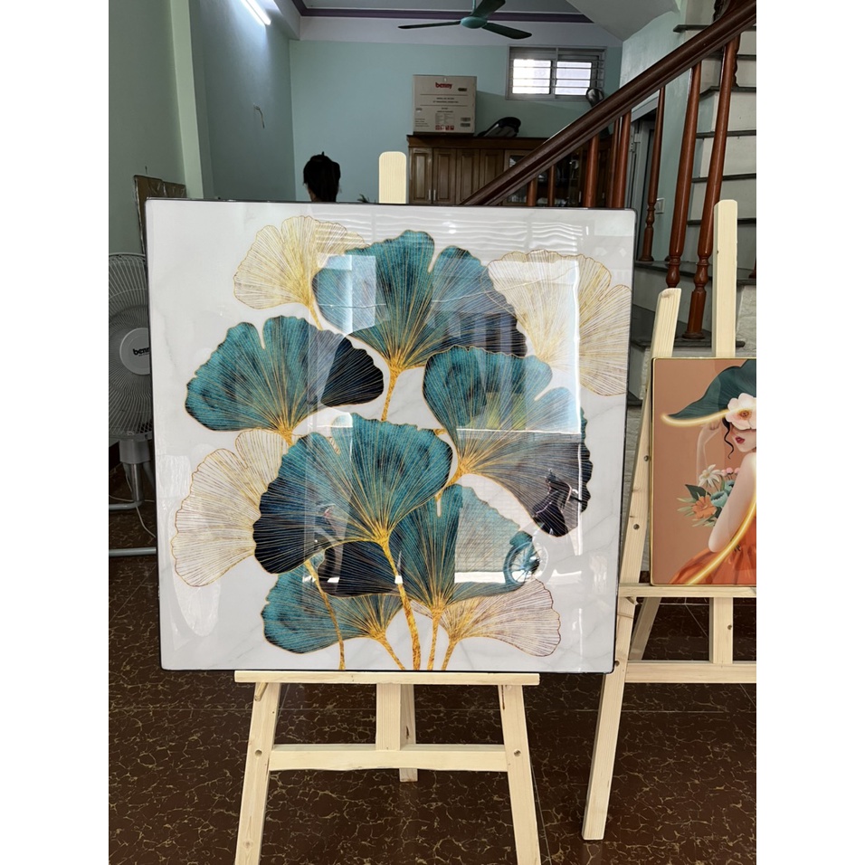 Tranh Treo Tường Lá Bạch Quả May Mắn Trang Trí Phòng / Khách/ Hành Lang/ Spa/ Salon/ Quà Tặng CTY Hàng Cao Cấp