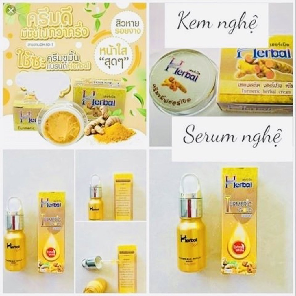 Combo Kem Nghệ và Serum Nghệ Herbal Thái Lan