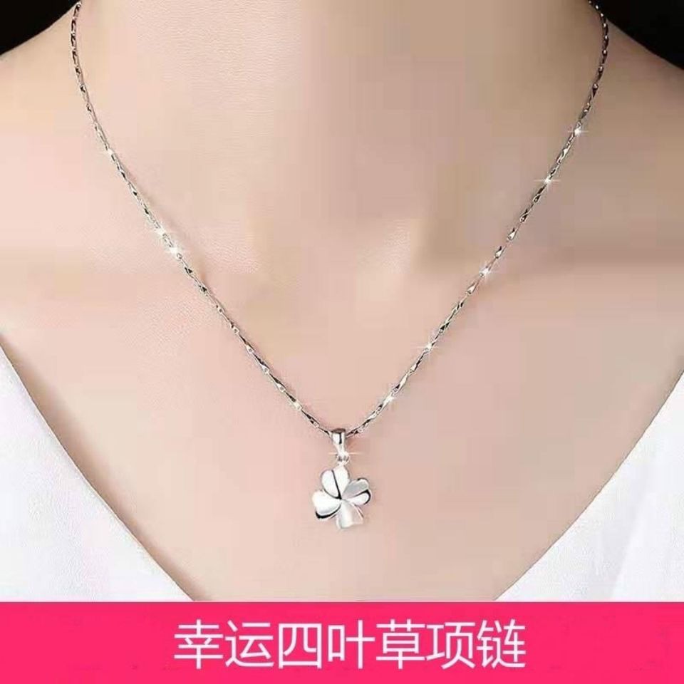 Vòng Cổ Choker Chất Liệu Bạc S925 Mặt Cỏ Ba Lá Thời Trang Cho Nữ