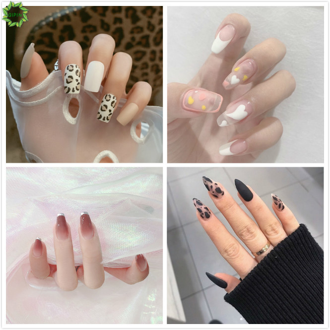 Set 24 móng tay nhân tạo kèm keo dán với 5 mẫu tùy chọn