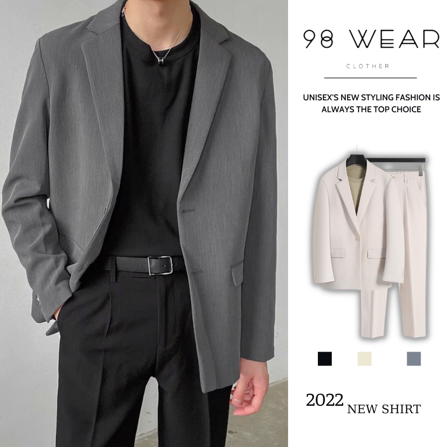 [Mã 12MINI11 giảm 50K đơn 200K] Áo khoác blazer nam-nữ 98WEAR form rộng hàn quốc 2 khuy năng động trẻ trung