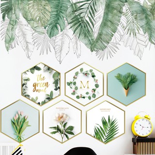 Miếng Dán Tường Trang Trí Hình Lá Cây Nhiệt Đới 3d