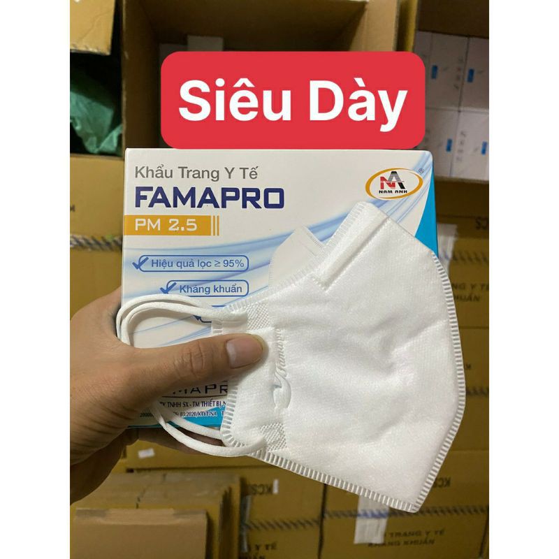 Khẩu trang PM 2.5 FAMAPRO (Tiêu Chuẩn Xuất khẩu BFE ≥95%) COMBO 5 HỘP CÓ 50 CÁI | BigBuy360 - bigbuy360.vn