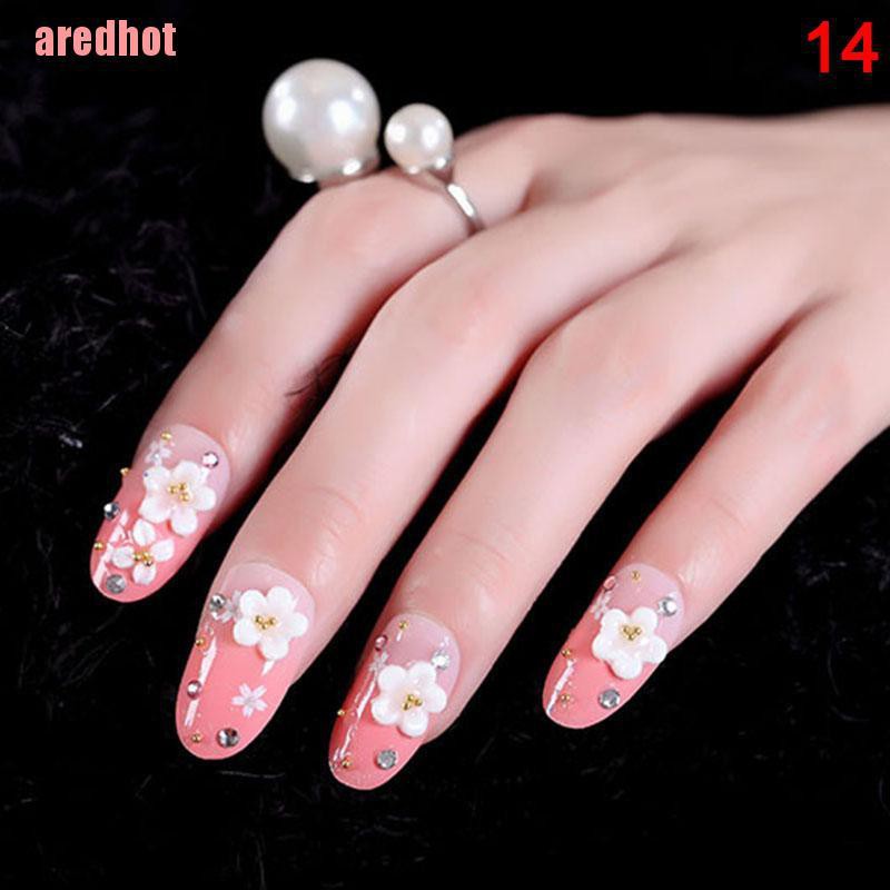 Bộ 24 Móng Tay Giả Trong Suốt Đính Hoa Thời Trang Cho Nữ