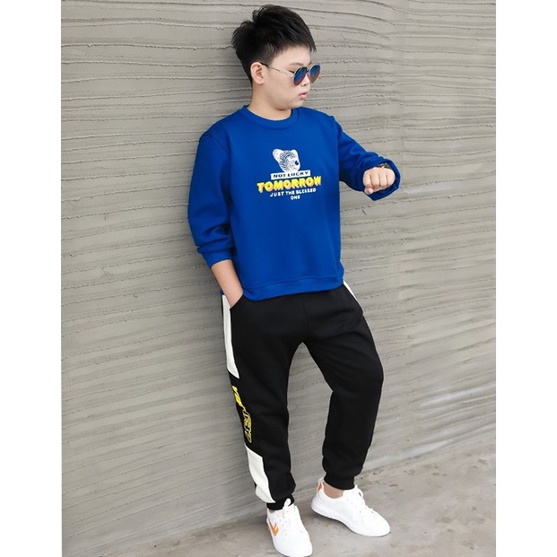 Bộ quần áo thu đông dài tay &quot;E.UP&quot; 14-45kg cho bé trai. Đồ bộ dài tay ấm áp cho bé 4-14 tuổi. B49