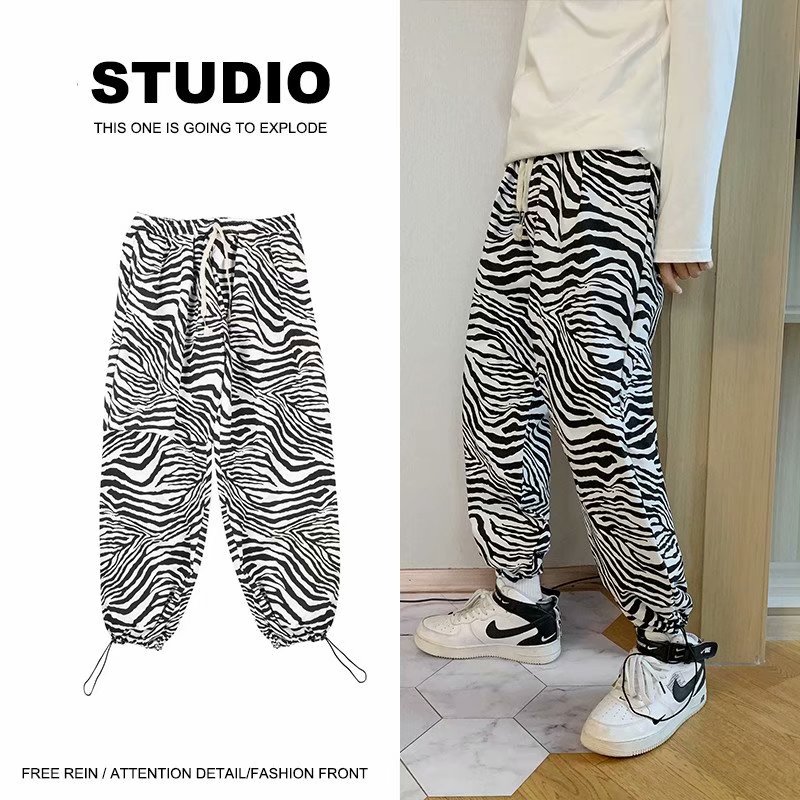 M-2Xl Fashion Men's Sports Trousers with Zebra Stripes Size M-2Xl