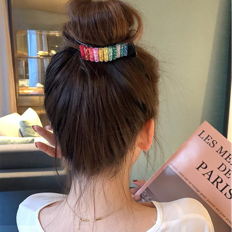 Kẹp Tóc Càng Cua Màu Cầu Vồng Lấp Lánh Đáng Yêu