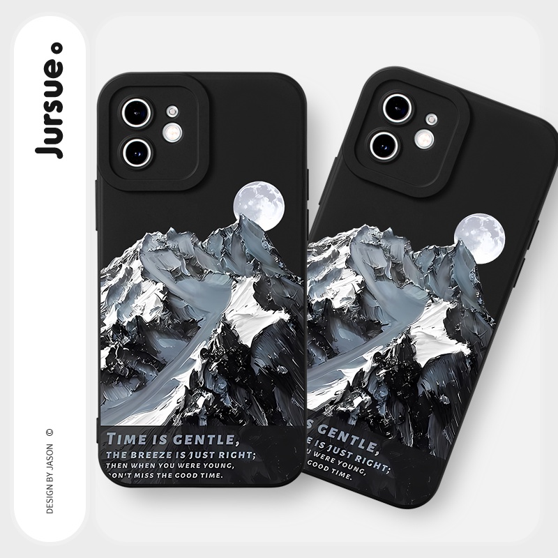 Ốp lưng JURSUE mềm chống bẩn viền vuông ngộ nghĩnh đen Cho iPhone 14 13 12 11 Pro Max SE 2020 X XR XS 8 7 ip 6S 6 Plus Y2379