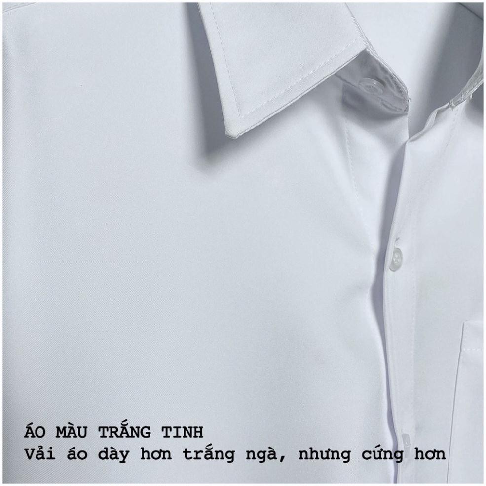 Áo Sơ Mi Nữ Form Rộng TRƠN Basic Unisex Dài Tay Trắng và Đen chất Cotton lụa Hàn mịn mát, áo sơ mi nữ Bigsize suông SM1 | BigBuy360 - bigbuy360.vn
