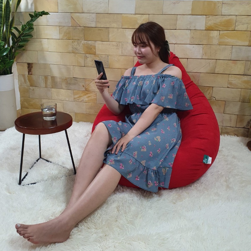 Ghế Lười Hạt Xốp 3ii Home 2 Lớp Cao Cấp Size L 100x120cm Vải Nhung Gân Hạt Xốp EPS 2mm 3mm Nhẹ Nhàng Êm Ái