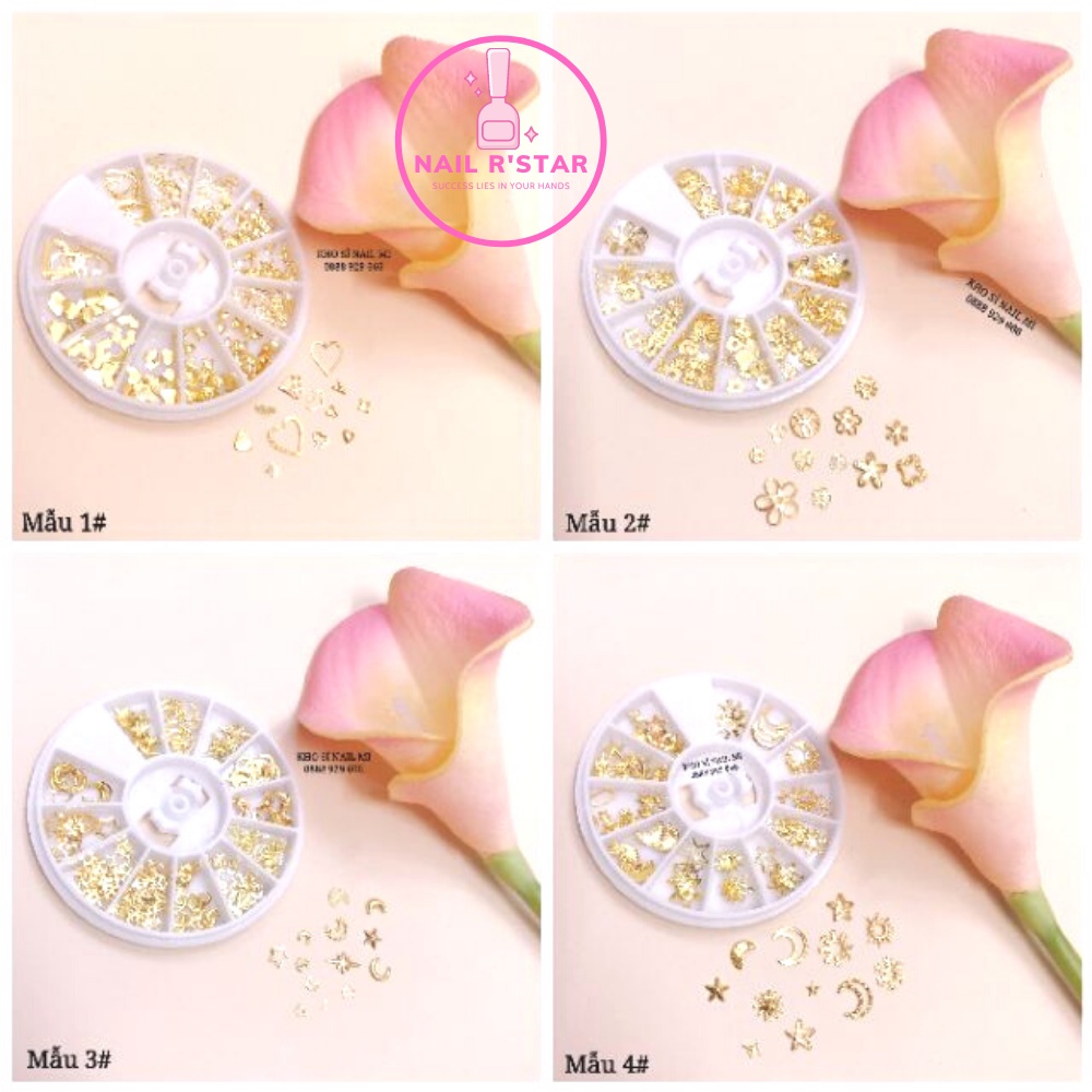 Phụ kiện inox vàng đa dạng chủ đề trang trí móng tay sang chảnh NAIL R’STAR