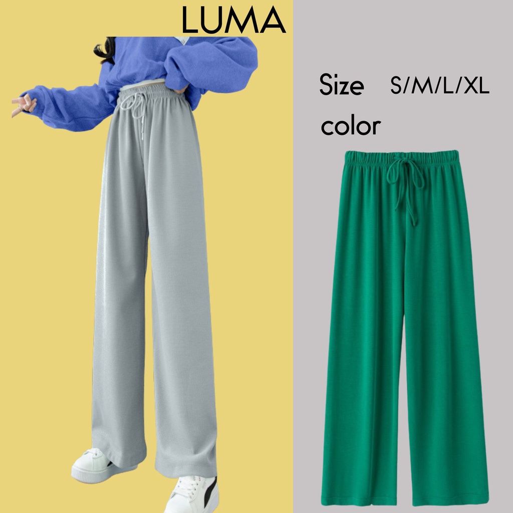 Quần xuông nữ vải tổ ong dày dặn có dây rút tăng chỉnh hot mùa thu đông LUMA 153