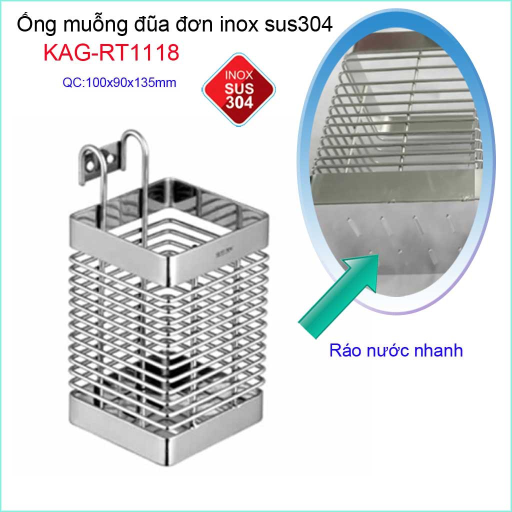 Ống đũa đơn KAG-RT1118, ống đựng đũa nhà bếp Inox SUS304 siêu bền giá tốt sử dụng tốt