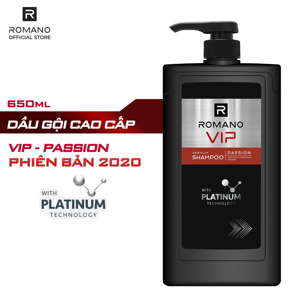 Combo Dầu gội và Sữa tắm cao cấp Romano Vip 650g/chai Passion