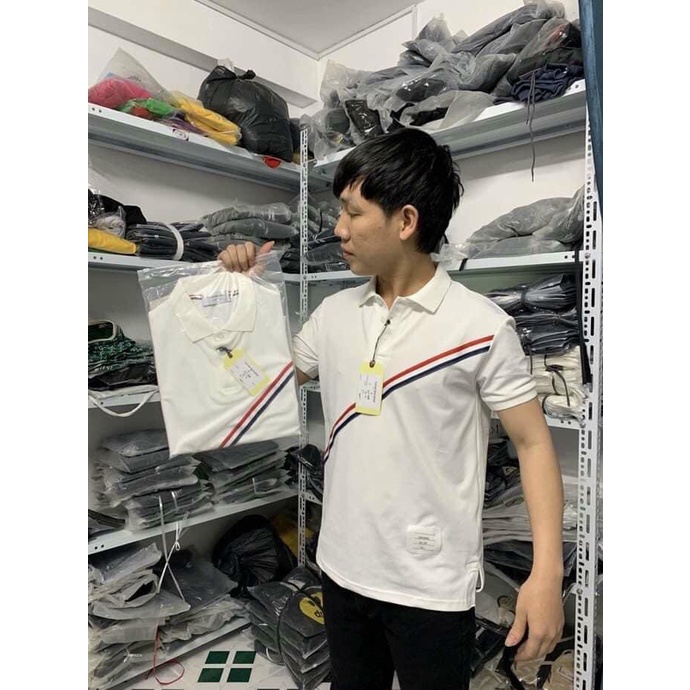 Áo polo sọc chéo tay lỡ - Áo phông thun cổ sơ mi phong cách vintage cá tính ulzzang unisex HOT