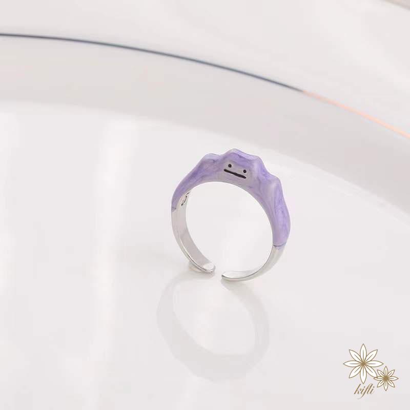 【Kifli】Nhẫn hình quái vật mặt cười màu tím đáng yêu thời trang 2022（quà tặng ngày thiếu nhi）