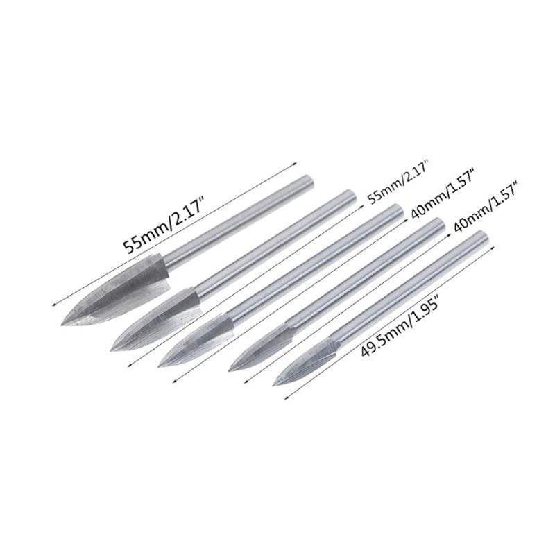 Set 5 Mũi Khoan Điêu Khắc Gỗ HSS 3mm Chuyên Dụng