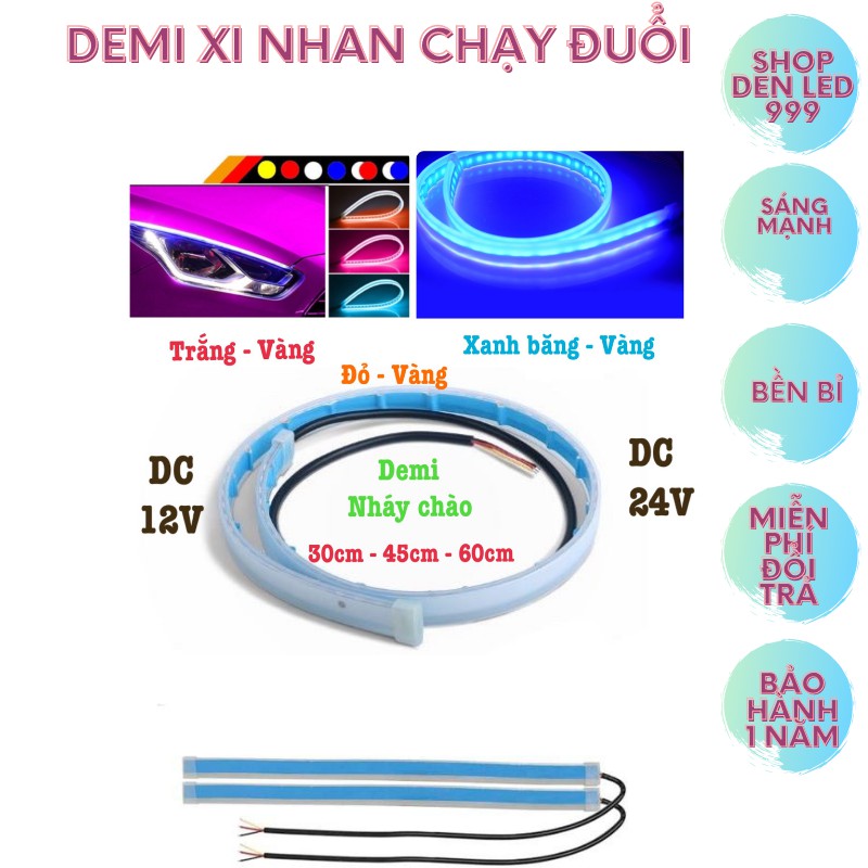 Dây Led Dẻo Lắp Demi Xi Nhan Chạy Đuổi Kiểu Audi Cho Xe Máy, ô tô - DC 12v