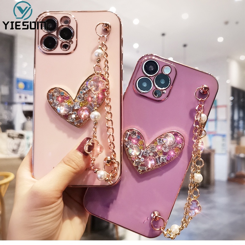 Ốp Điện Thoại Silicon Dẻo Đính Đá Hình Bướm Sang Trọng Cho iPhone 13 12 Mini 11 12 13 Pro Max XR X XS 6 7 8 Plus