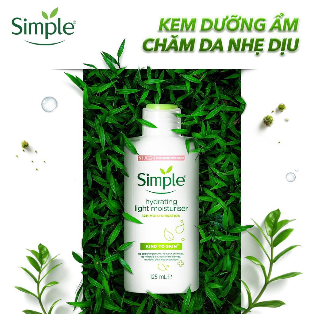 Kem Dưỡng Simple Kind To Skin Hydrating Light Moisteriser 125ml Giúp Da Trắng Sáng Mềm Mịn