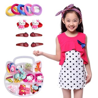 Hộp phụ kiện tóc Hello Kitty 28 món cho bé yêu