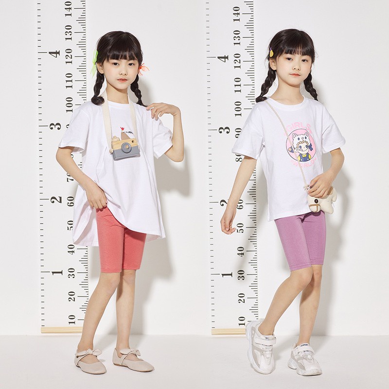 (Hot 2022) Quần legging trơn lửng ngố ngắn bé gái 2-10 tuổi hè cotton cực mát