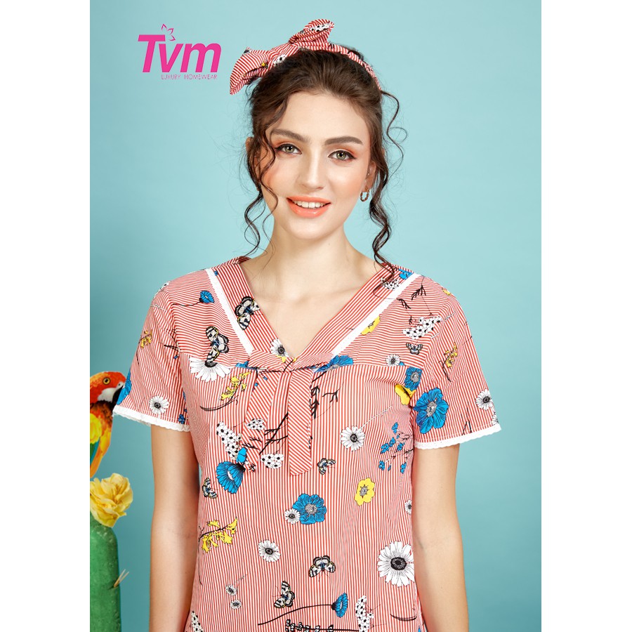 Đầm nữ mặc nhà ngắn tay Tvm Luxury Homewear DA062