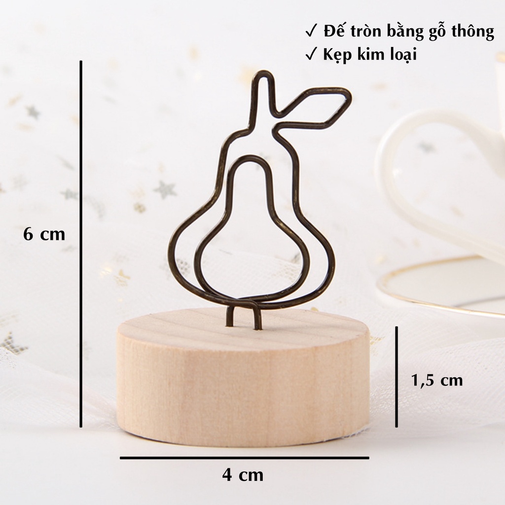 Kẹp ảnh để bàn đế bằng gỗ tròn nhiều hình đáng yêu, kẹp cardvisit, note, quà tặng ý nghĩa Tú Vy Studio