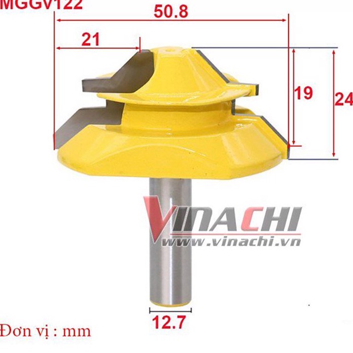 NGHỀ MỘC MŨI GHÉP GÓC MUWANG CỐT 12.7MM - 1 MŨI
