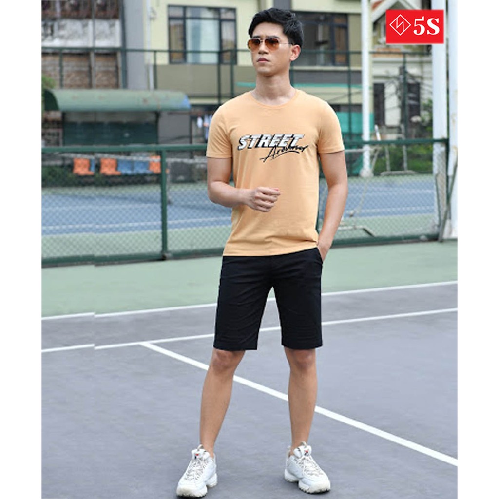 Áo Thun Nam Tay Ngắn Cổ Tròn 5S In Chữ (4 màu), Chất Cotton Mềm Mịn, Thấm Hút Mồ Hôi, Co Giãn Cực Tốt. | BigBuy360 - bigbuy360.vn