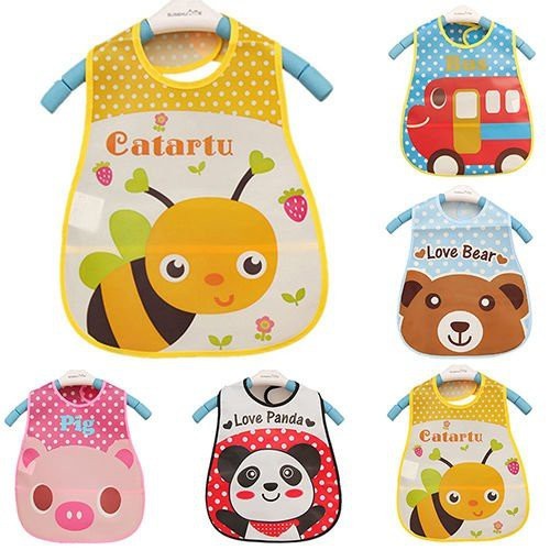 Áo yếm ăn dặm cho bé Loại không tay, chống thấm có máng hứng Nilon siêu nhẹ