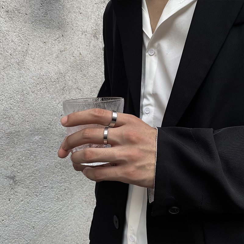 Nhẫn thiết kế đơn giản bằng thép titan nhẹ thời trang cá tính độc đáo cho nam và nữ