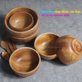 [Dụng cụ nhà bếp hiện đại] - Chén cơm bằng gỗ xà cừ nguyên khối