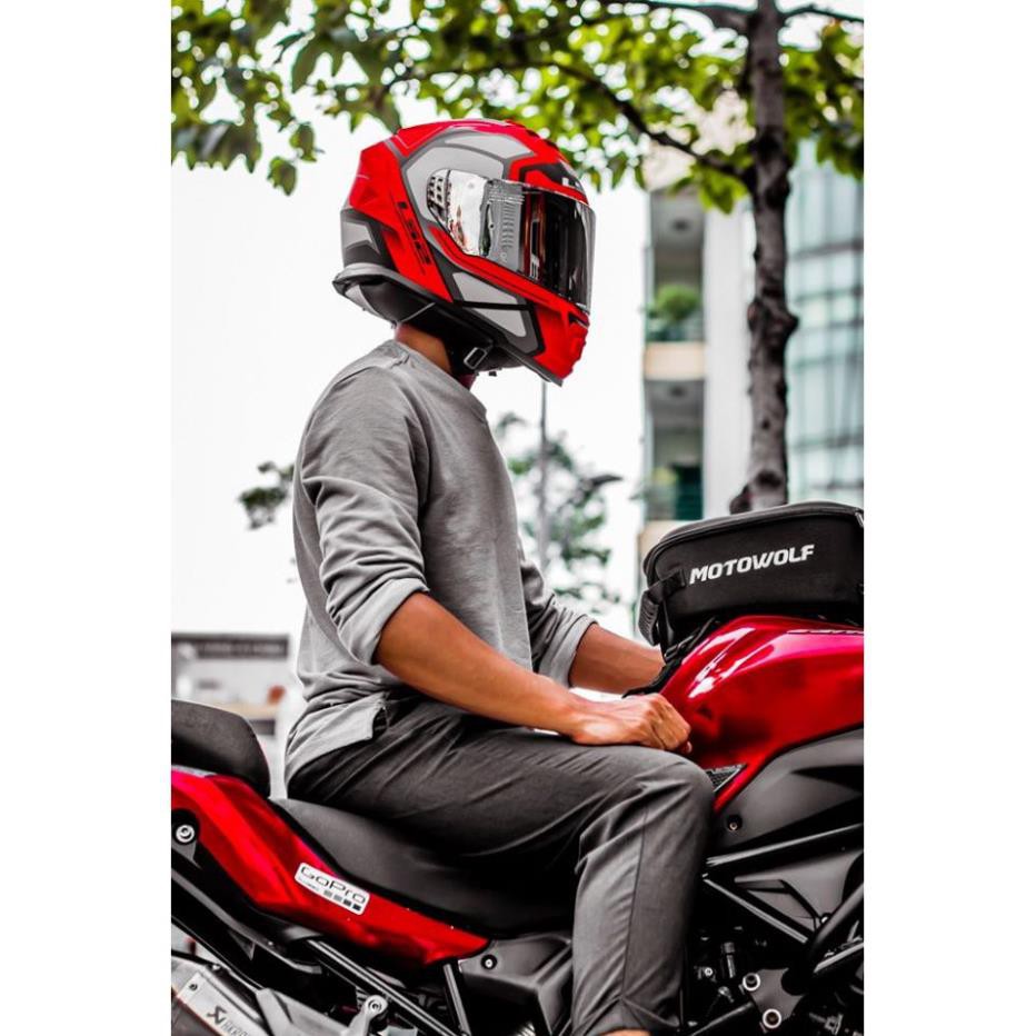[TẶNG PINLOCK] MŨ BẢO HIỂM FULLFACE LS2 FF800 STORM ĐỎ XÁM