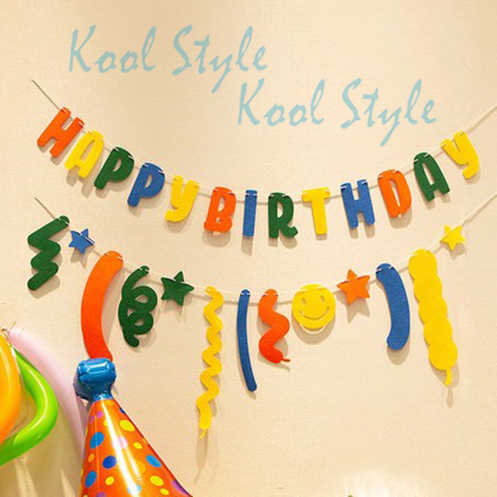 Dây chữ Happy Birthday hàn quốc chất vải nỉ - Kool Style