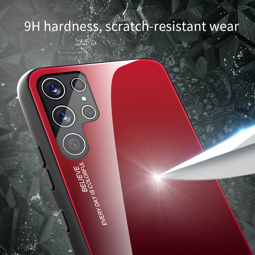 Ốp Điện Thoại Khung TPU Mềm Mặt Kính Cường Lực Màu Gradient Cho Samsung Galaxy A53 A33 A32 A22 A13 5G